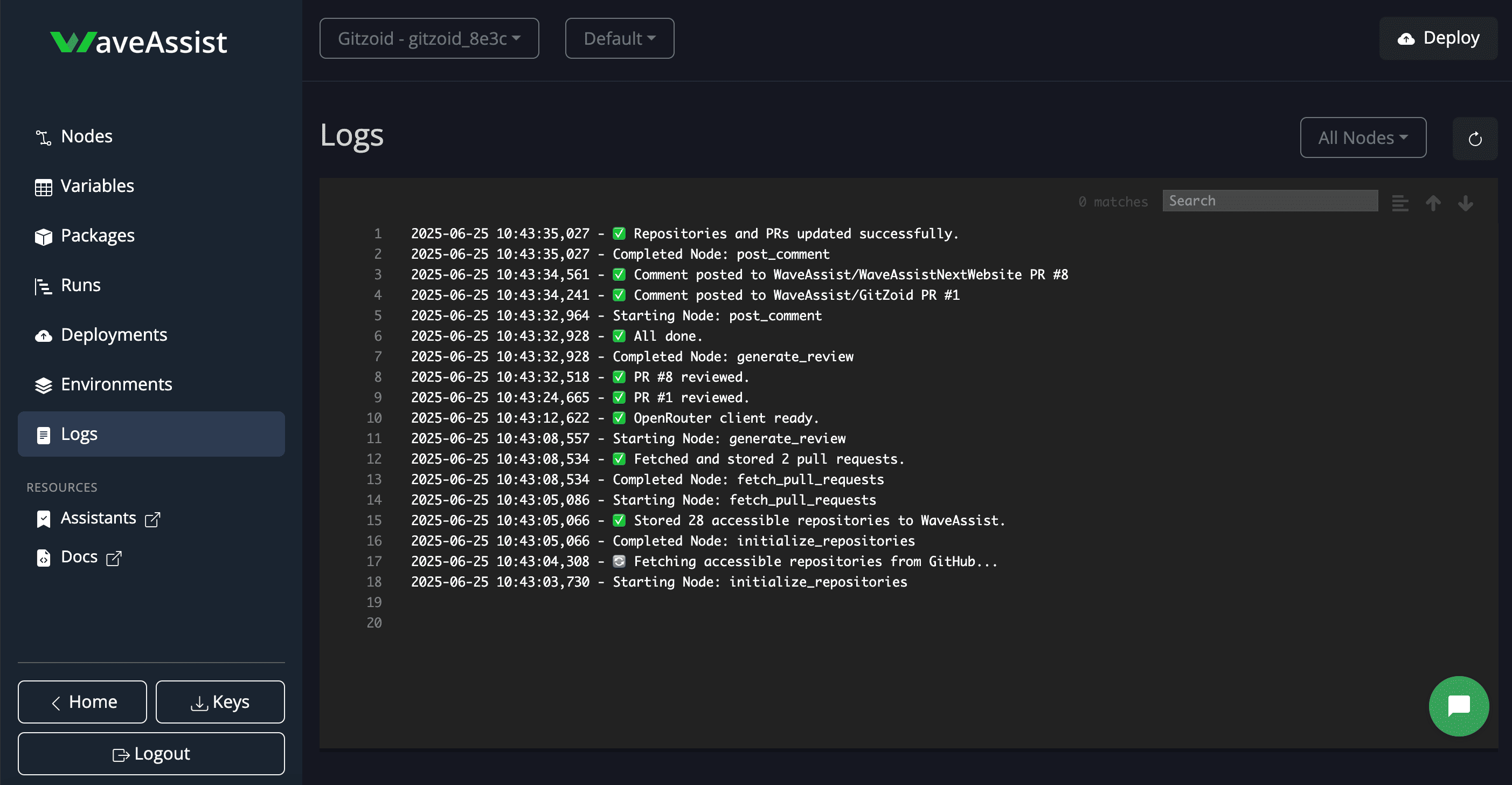 PR Logs Dashboard