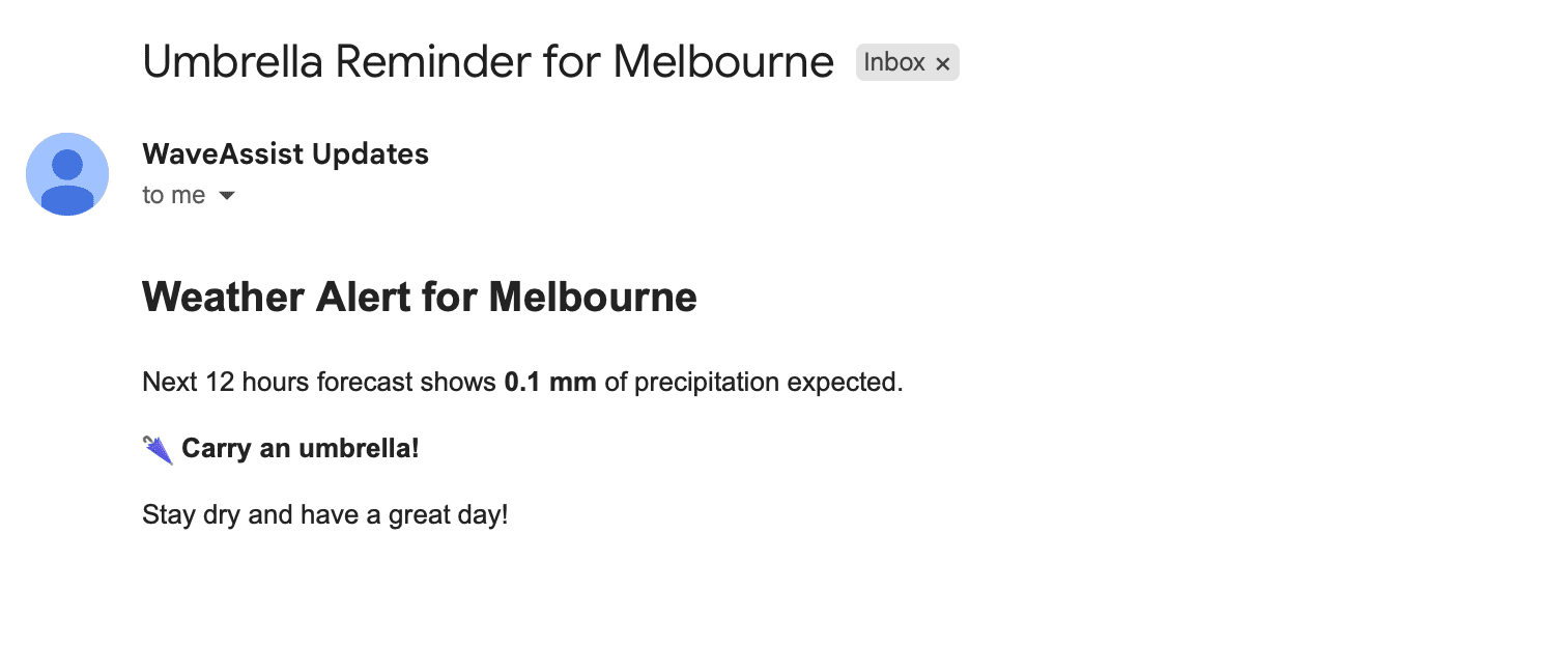 Email notification preview